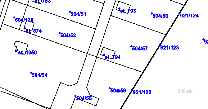 Parcela st. 794 v KÚ Svobodné Dvory, Katastrální mapa