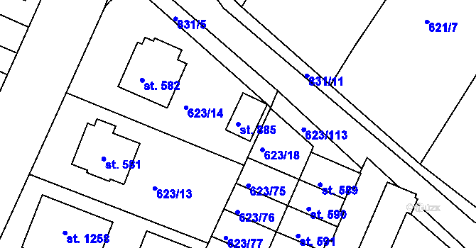 Parcela st. 885 v KÚ Svobodné Dvory, Katastrální mapa