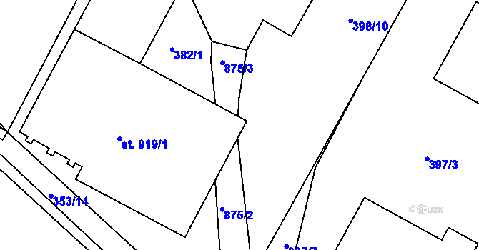 Parcela st. 919/3 v KÚ Svobodné Dvory, Katastrální mapa