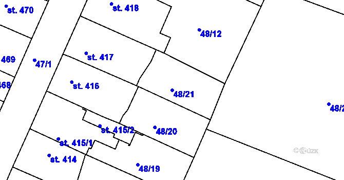 Parcela st. 48/21 v KÚ Svobodné Dvory, Katastrální mapa