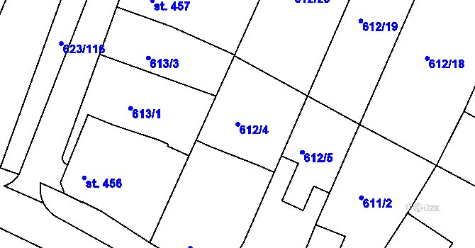 Parcela st. 612/4 v KÚ Svobodné Dvory, Katastrální mapa