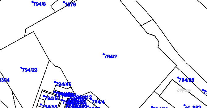 Parcela st. 794/2 v KÚ Svobodné Dvory, Katastrální mapa