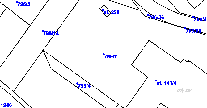 Parcela st. 799/2 v KÚ Svobodné Dvory, Katastrální mapa