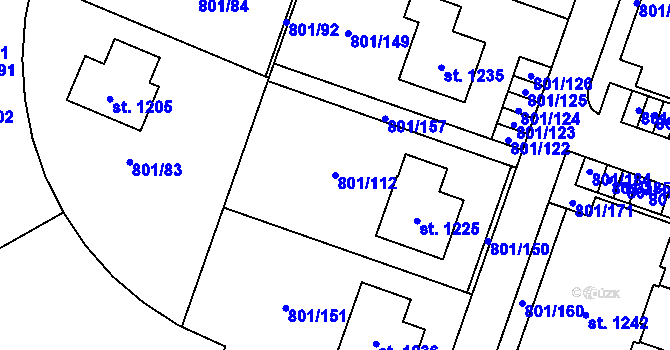 Parcela st. 801/112 v KÚ Svobodné Dvory, Katastrální mapa
