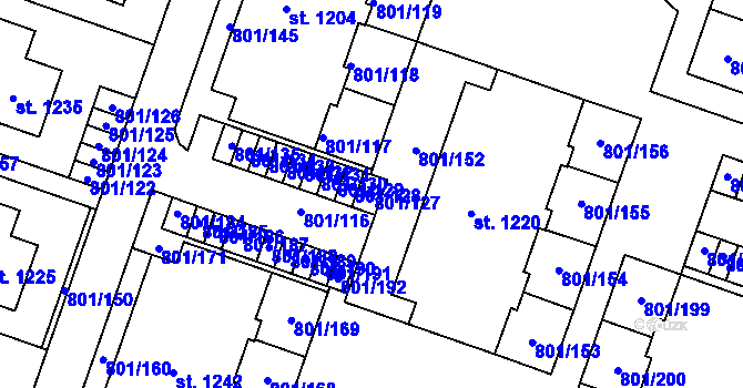 Parcela st. 801/127 v KÚ Svobodné Dvory, Katastrální mapa