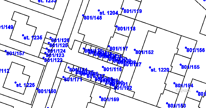 Parcela st. 801/131 v KÚ Svobodné Dvory, Katastrální mapa