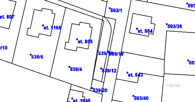 Parcela st. 539/15 v KÚ Svobodné Dvory, Katastrální mapa