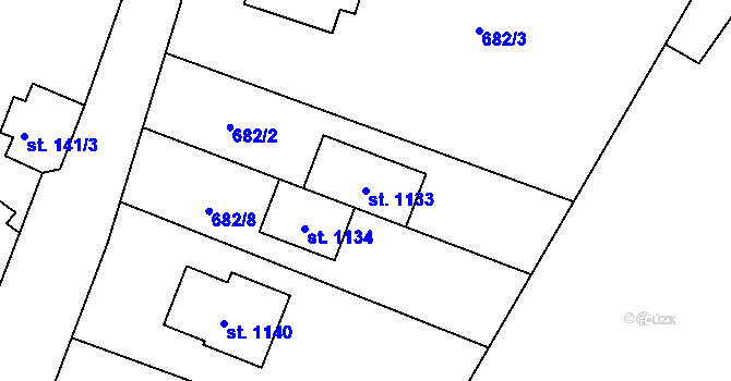 Parcela st. 1133 v KÚ Svobodné Dvory, Katastrální mapa