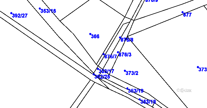 Parcela st. 876/7 v KÚ Svobodné Dvory, Katastrální mapa