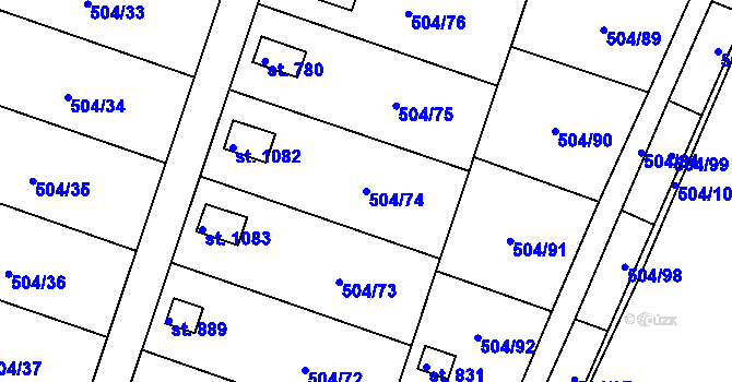 Parcela st. 504/74 v KÚ Svobodné Dvory, Katastrální mapa