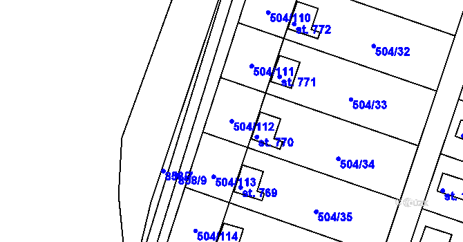 Parcela st. 504/112 v KÚ Svobodné Dvory, Katastrální mapa