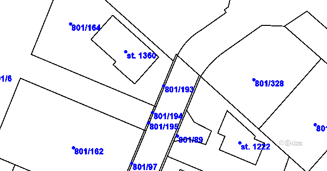 Parcela st. 801/193 v KÚ Svobodné Dvory, Katastrální mapa