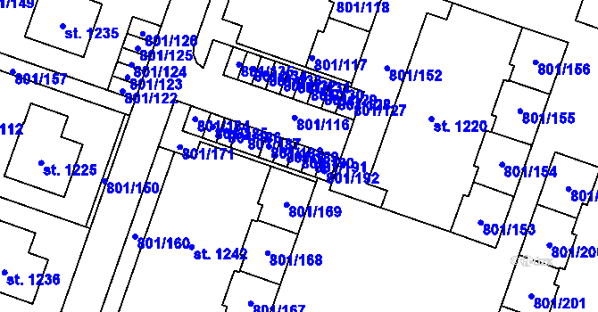 Parcela st. 801/190 v KÚ Svobodné Dvory, Katastrální mapa