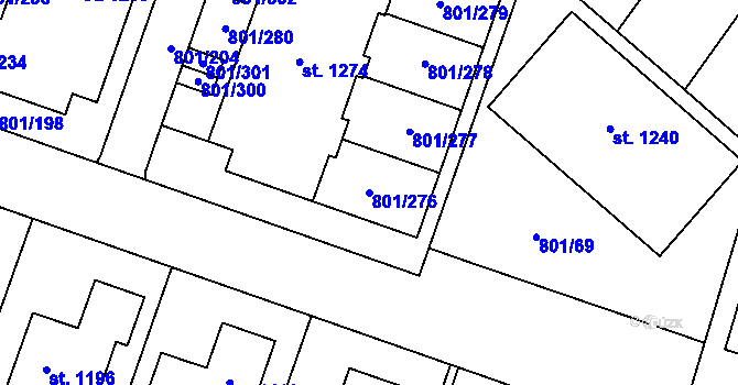 Parcela st. 801/276 v KÚ Svobodné Dvory, Katastrální mapa