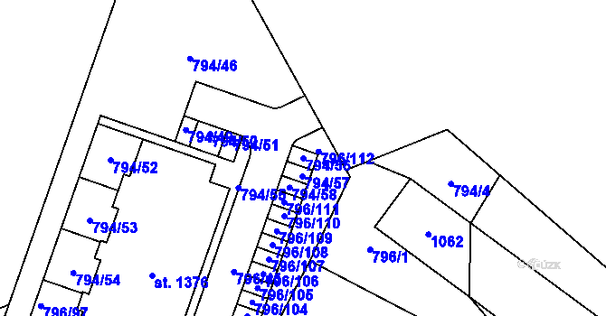 Parcela st. 794/56 v KÚ Svobodné Dvory, Katastrální mapa