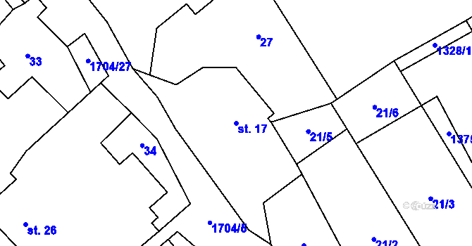 Parcela st. 17 v KÚ Svobodné Heřmanice, Katastrální mapa