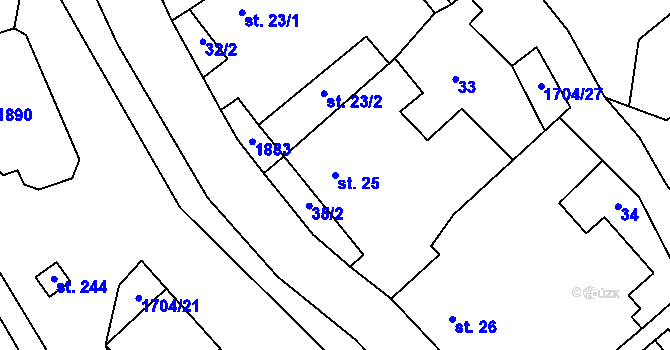 Parcela st. 25 v KÚ Svobodné Heřmanice, Katastrální mapa
