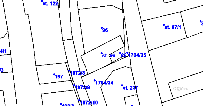 Parcela st. 66 v KÚ Svobodné Heřmanice, Katastrální mapa