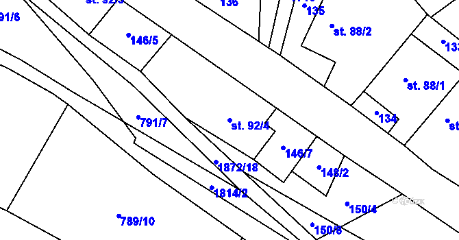 Parcela st. 92/4 v KÚ Svobodné Heřmanice, Katastrální mapa