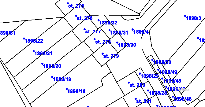 Parcela st. 279 v KÚ Svobodné Heřmanice, Katastrální mapa