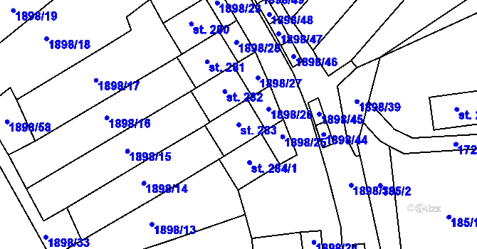 Parcela st. 283 v KÚ Svobodné Heřmanice, Katastrální mapa