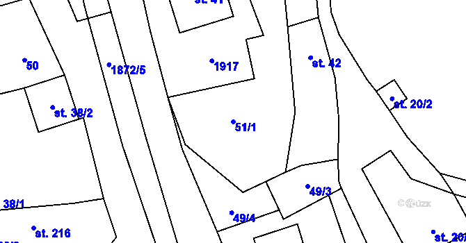 Parcela st. 51/1 v KÚ Svobodné Heřmanice, Katastrální mapa