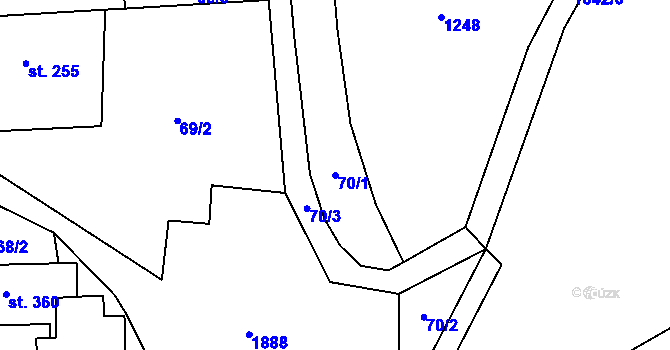 Parcela st. 70/1 v KÚ Svobodné Heřmanice, Katastrální mapa