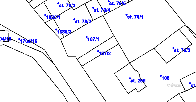 Parcela st. 107/2 v KÚ Svobodné Heřmanice, Katastrální mapa