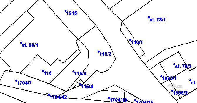 Parcela st. 115/2 v KÚ Svobodné Heřmanice, Katastrální mapa