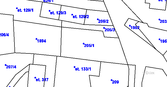 Parcela st. 205/1 v KÚ Svobodné Heřmanice, Katastrální mapa