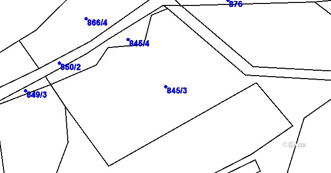 Parcela st. 845/3 v KÚ Svobodné Heřmanice, Katastrální mapa