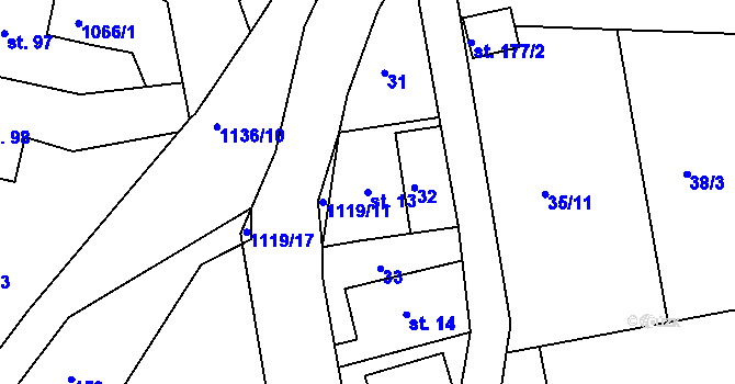 Parcela st. 13 v KÚ Svojanov, Katastrální mapa