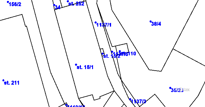 Parcela st. 15/2 v KÚ Svojanov, Katastrální mapa