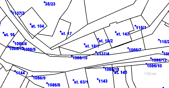 Parcela st. 18/1 v KÚ Svojanov, Katastrální mapa