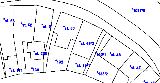 Parcela st. 49/2 v KÚ Svojanov, Katastrální mapa