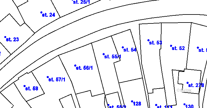 Parcela st. 55/1 v KÚ Svojanov, Katastrální mapa