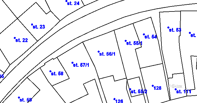 Parcela st. 56/1 v KÚ Svojanov, Katastrální mapa