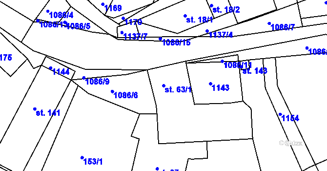 Parcela st. 63/1 v KÚ Svojanov, Katastrální mapa