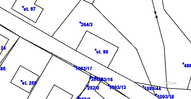 Parcela st. 88 v KÚ Svojanov, Katastrální mapa