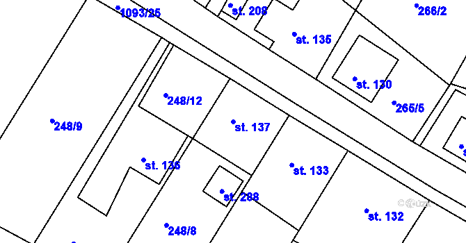 Parcela st. 137 v KÚ Svojanov, Katastrální mapa