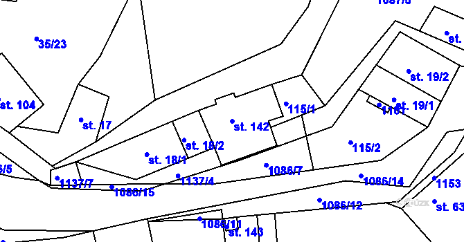 Parcela st. 142 v KÚ Svojanov, Katastrální mapa