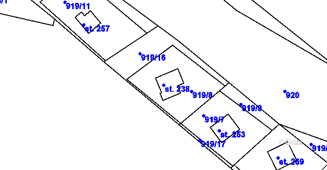 Parcela st. 238 v KÚ Svojanov, Katastrální mapa