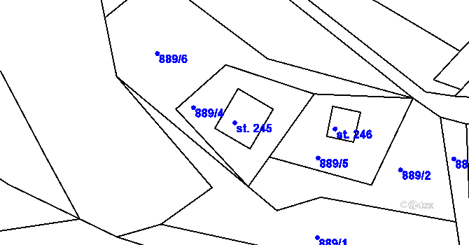 Parcela st. 245 v KÚ Svojanov, Katastrální mapa