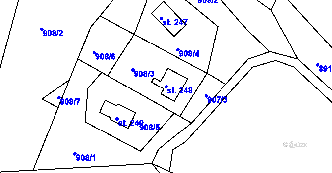Parcela st. 248 v KÚ Svojanov, Katastrální mapa