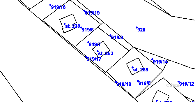 Parcela st. 253 v KÚ Svojanov, Katastrální mapa