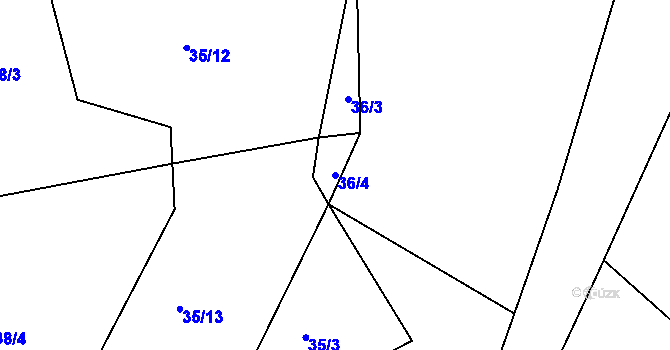 Parcela st. 36/4 v KÚ Svojanov, Katastrální mapa