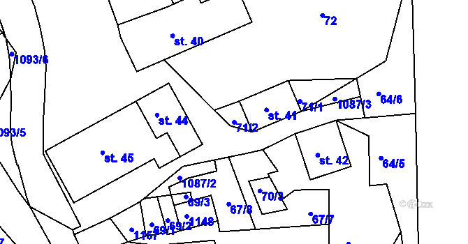 Parcela st. 71/2 v KÚ Svojanov, Katastrální mapa