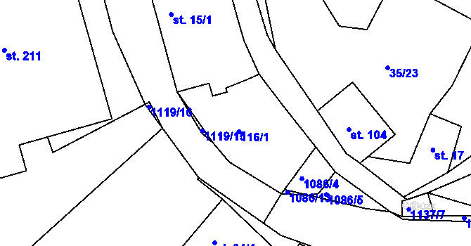 Parcela st. 116/2 v KÚ Svojanov, Katastrální mapa