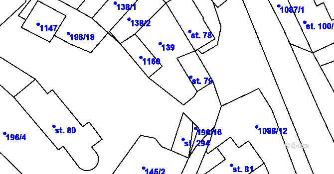 Parcela st. 140 v KÚ Svojanov, Katastrální mapa