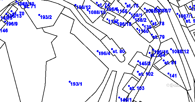 Parcela st. 196/4 v KÚ Svojanov, Katastrální mapa